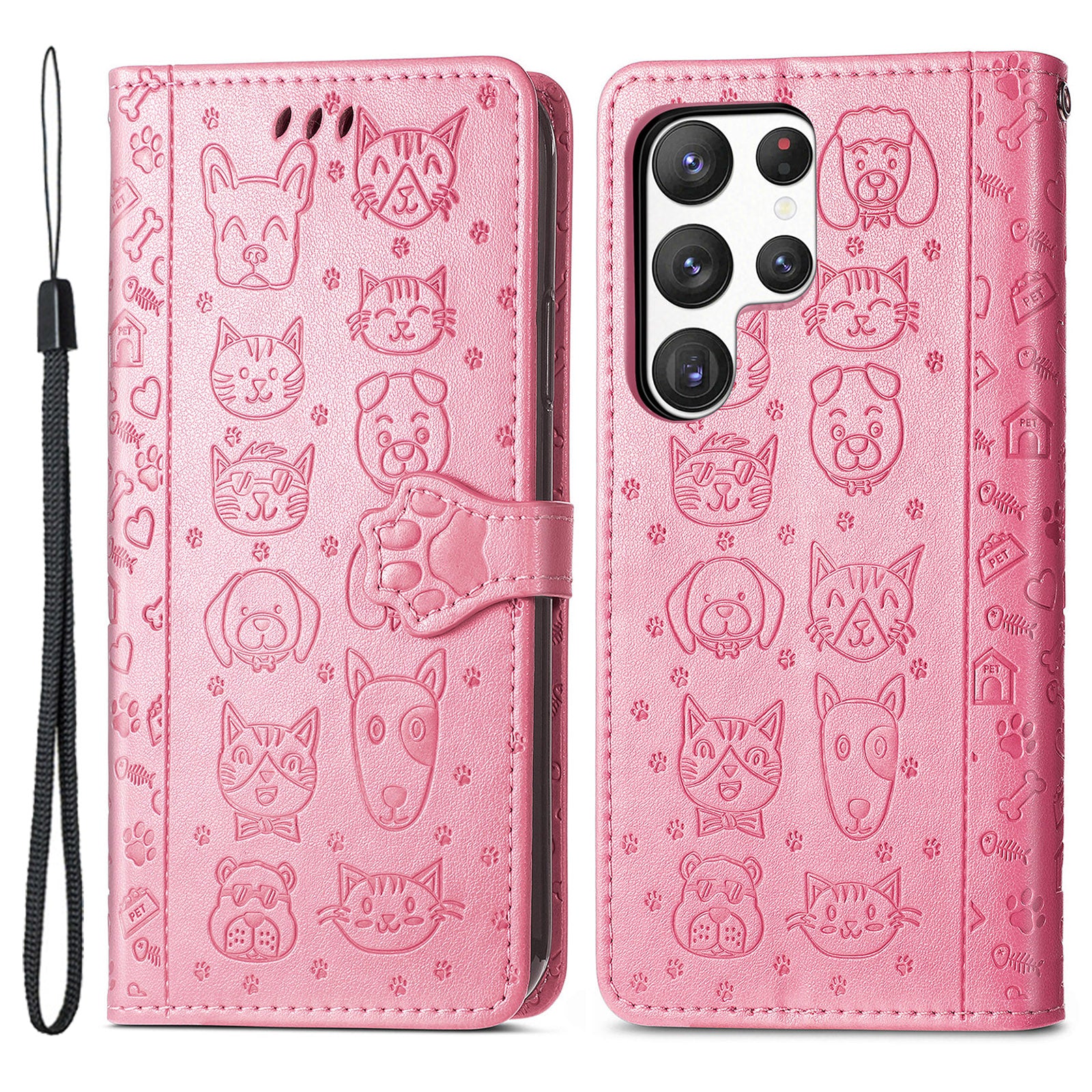 For Samsung Galaxy S23 Ultra Imprinted Cat Dog Pattern Phone Case PU Leather Wallet Stand Full Protection Cover For Samsung Galaxy S23 Ultra Imprinted Cat Dog Pattern Phone Case PU Leather Wallet Stand Full Protection Cover